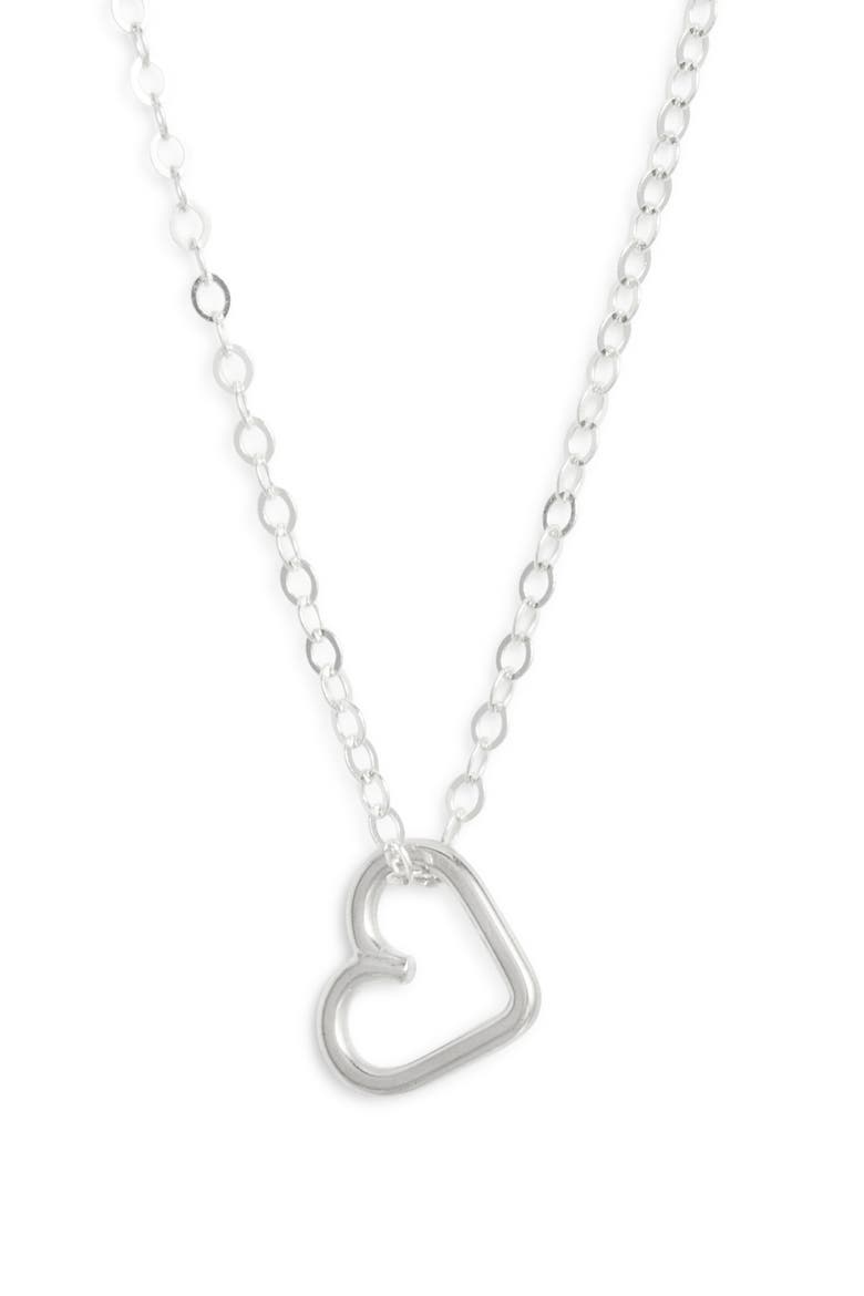 Mini Heart Pendant Necklace, Main, color, STERLING SILVER