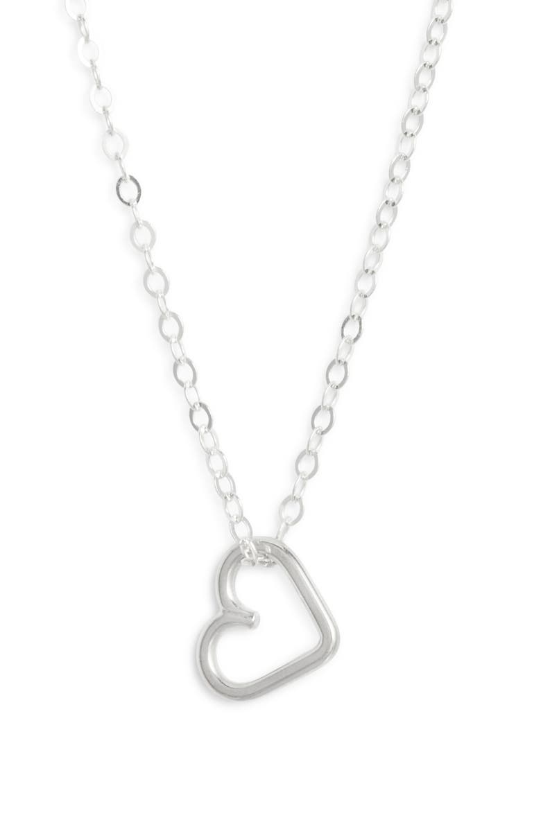 Nashelle Mini Heart Pendant Necklace, Main, color, Sterling Silver