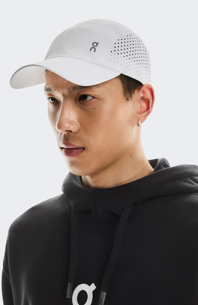 On Lightweight Baseball Cap, Alternate, color, White