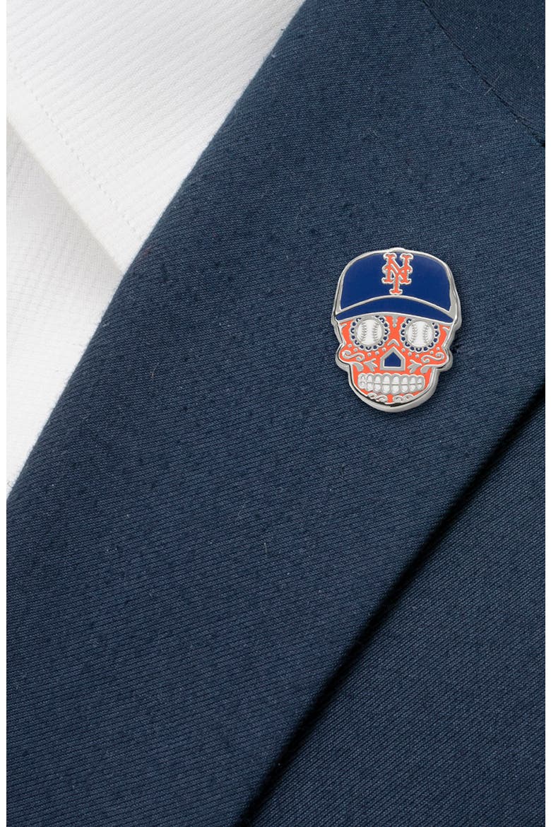 MLB New York Mets Sugar Skull Lapel Pin, Alternate, color, ORANGE