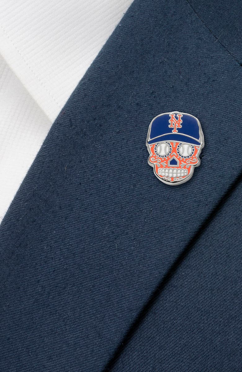 Cufflinks, Inc. MLB New York Mets Sugar Skull Lapel Pin, Alternate, color, Orange