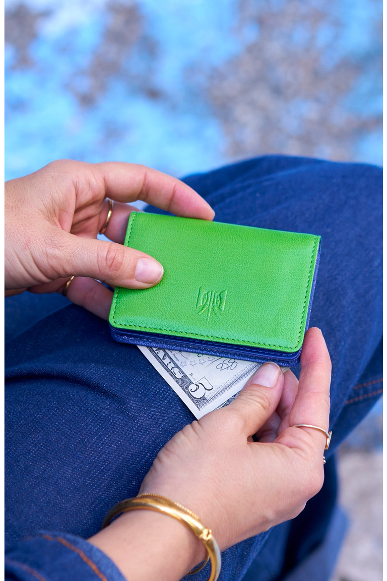 Siam Business Card Case, Alternate, color, Grass / Indigo
