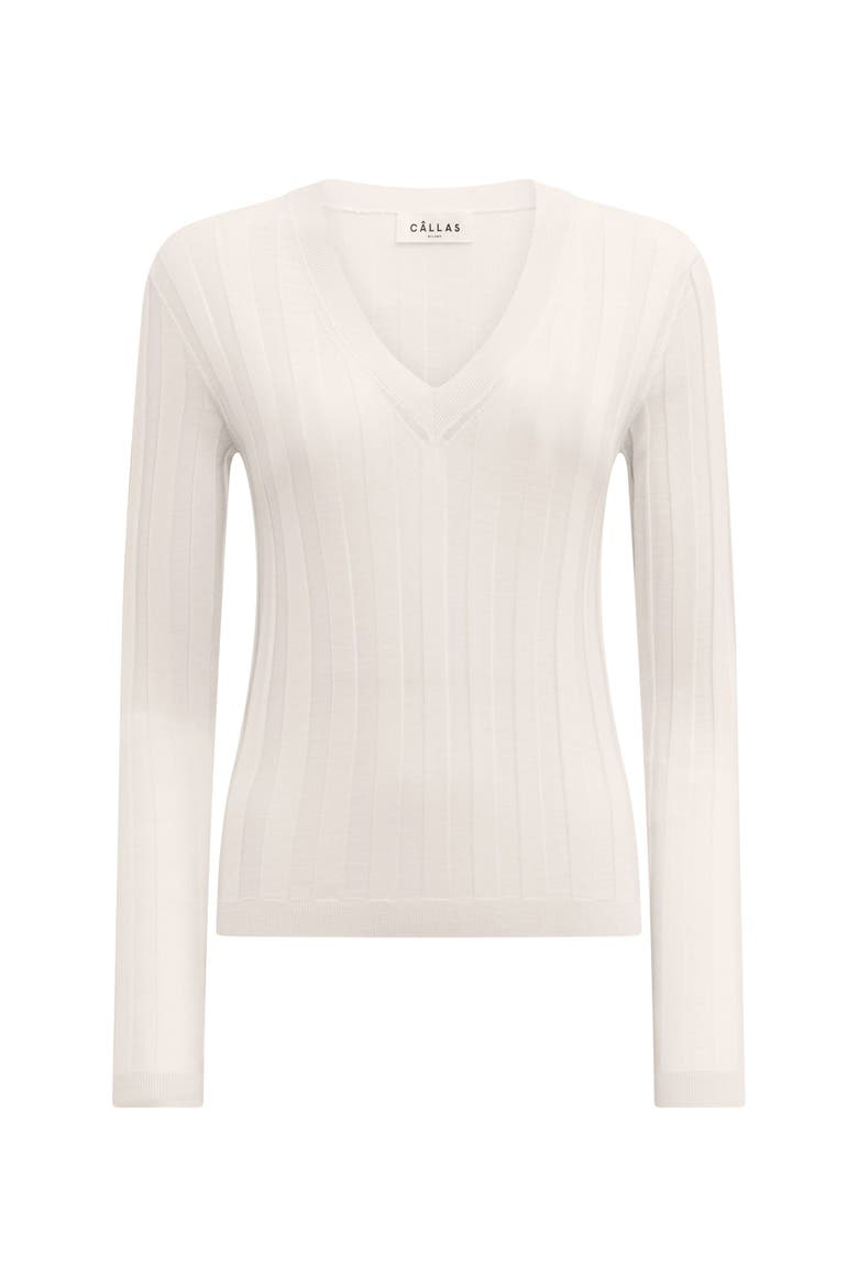 Rione V-Neck Rib Sweater, Main, color, Ivory