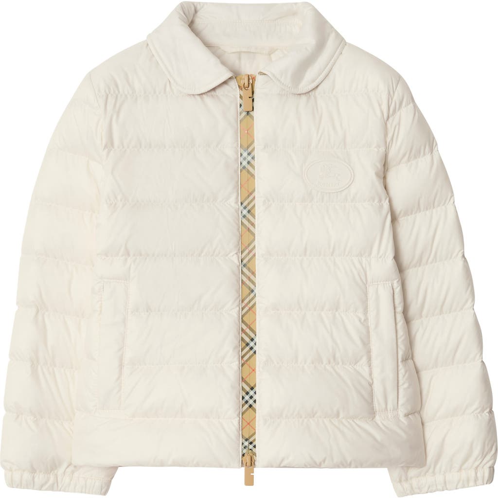Burberry Checker-tape Nylon Puffer Jacket In White