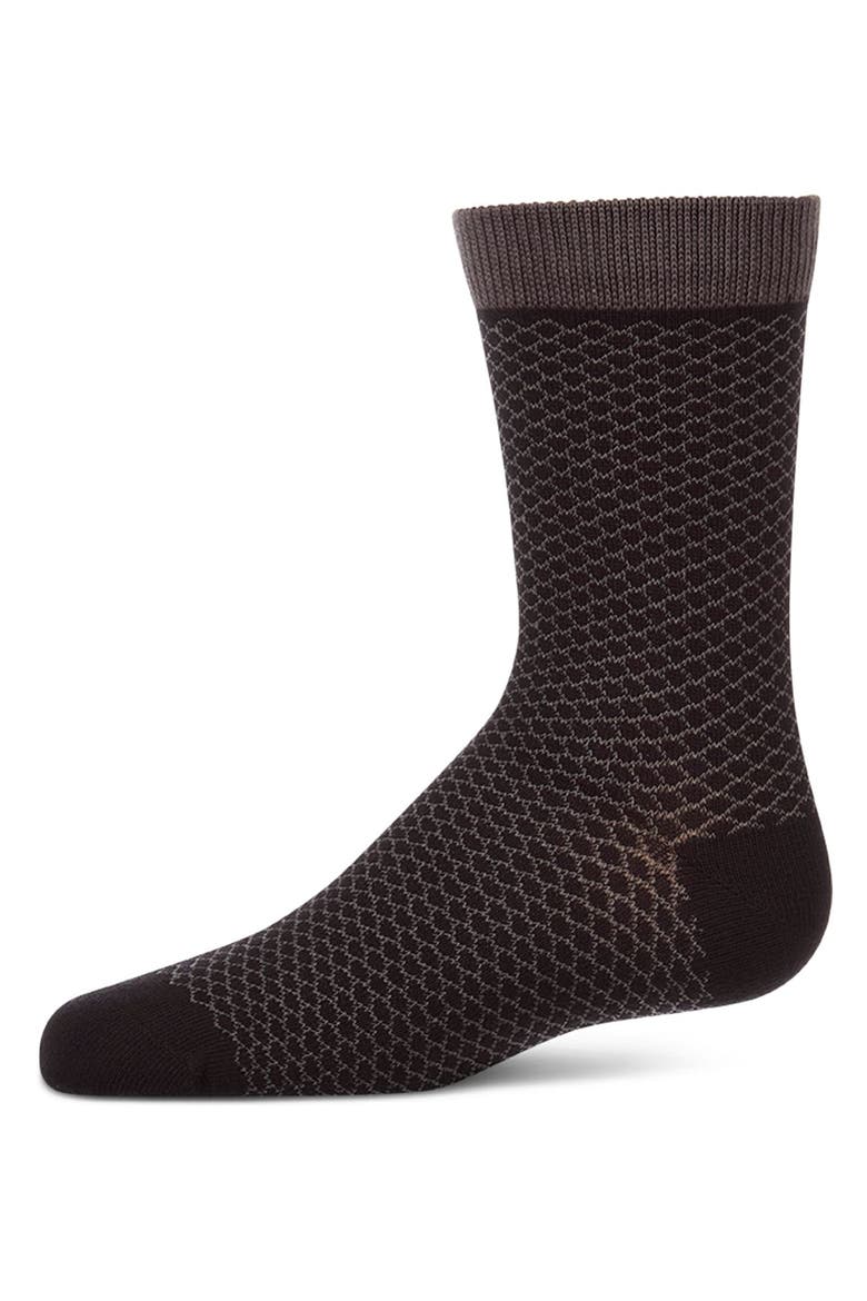 Geo  Geometric Diamond-Pattern Everyday Crew Sock, Main, color, Black