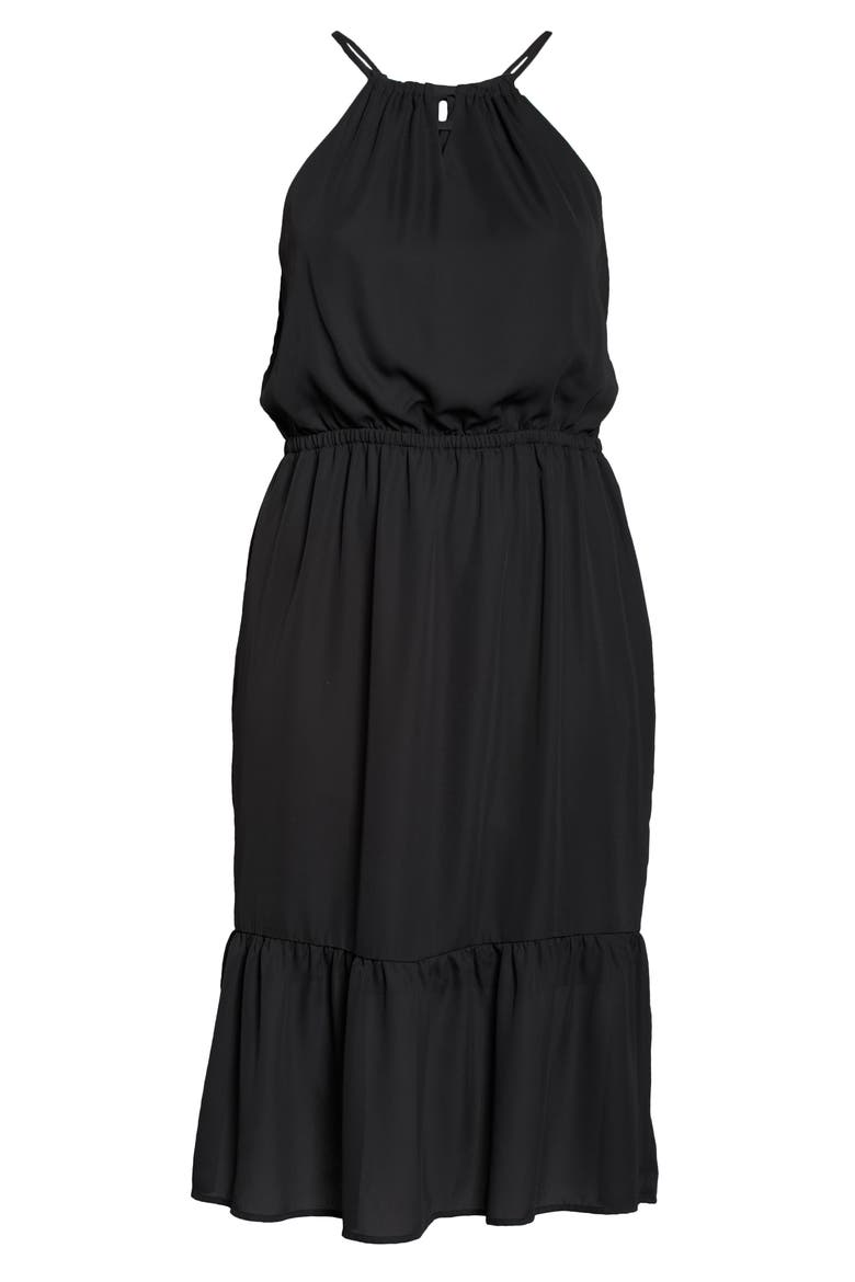 Gibson x International Women's Day Living in Yellow Halter Midi Dress, Alternate, color, BLACK