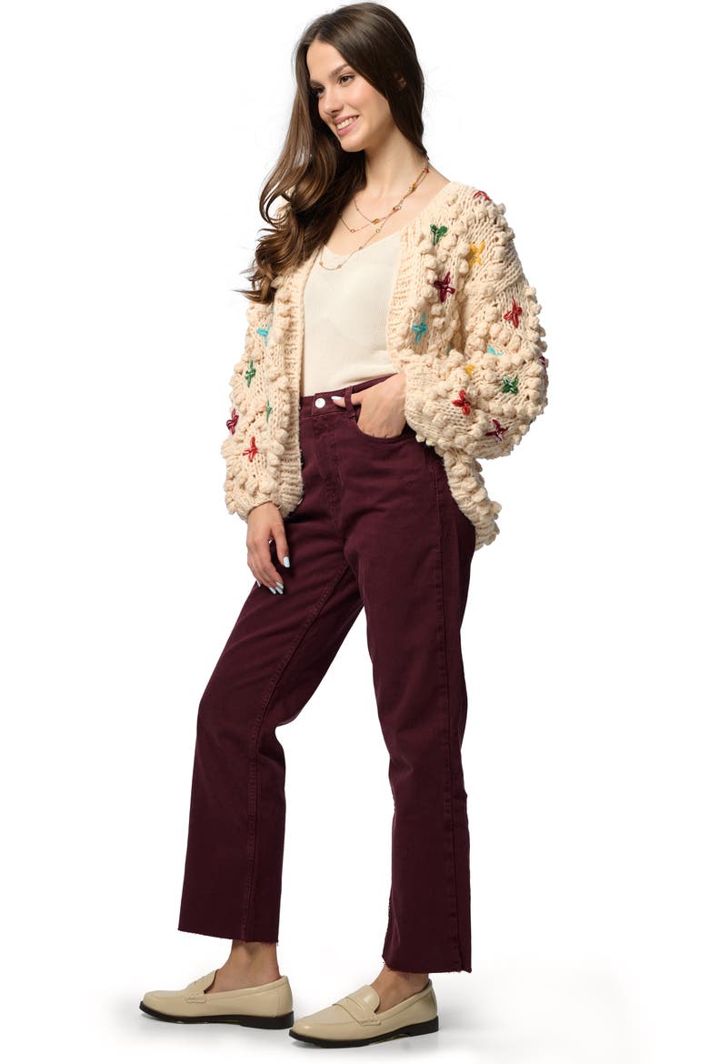 Aria Popcorn Knit Cardigan, Alternate, color, IVORY