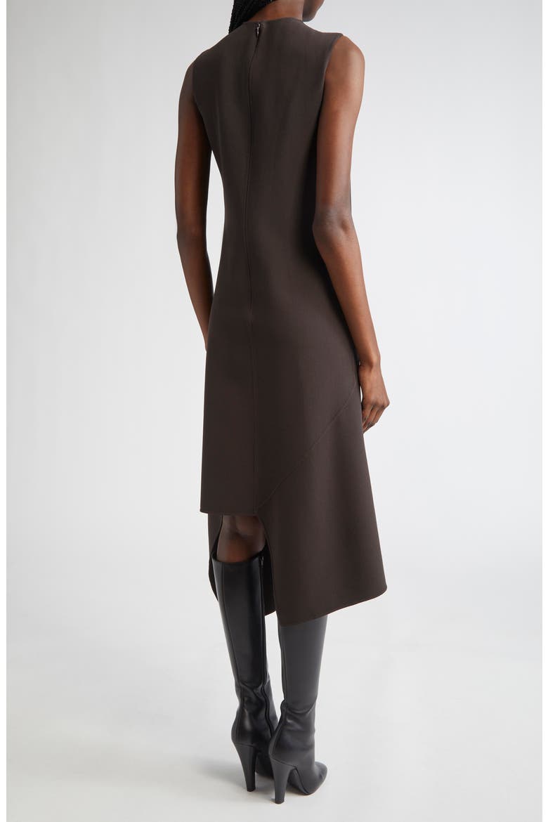 Asymmetric Sleeveless Wool Stretch Crepe Shift Dress, Alternate, color, CHOCOLATE