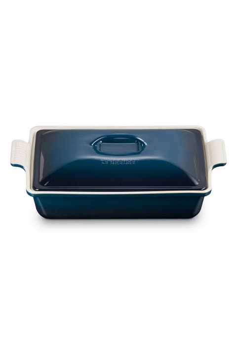 4-Quart Rectangular Stoneware Casserole with Lid