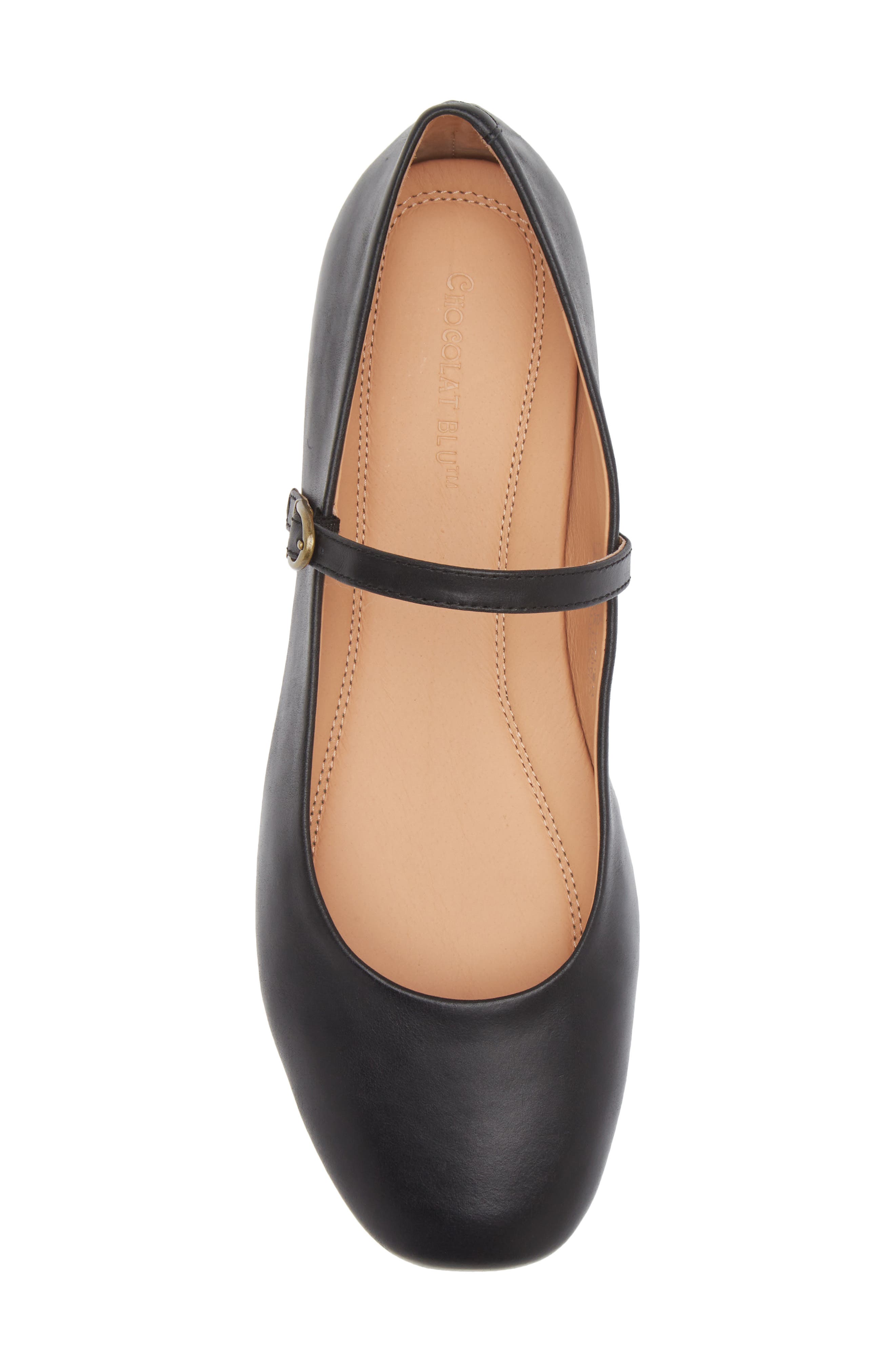 Chocolat Blu Agnes Mary Jane Flat, Alternate, color, Black Leather