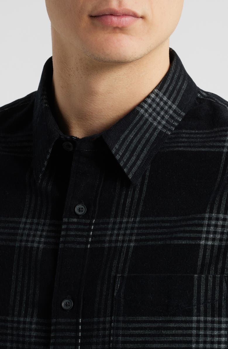 Vince Plaid Corduroy Button-Up Shirt, Alternate, color, Black/Off White