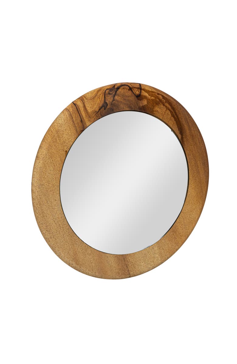 Storied Home Round Sandstone Wall Mirror, Main, color, Natural