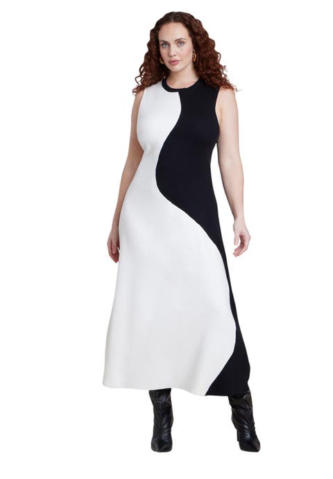 Colorblocked Intarsia Knit Maxi Dress (plus)