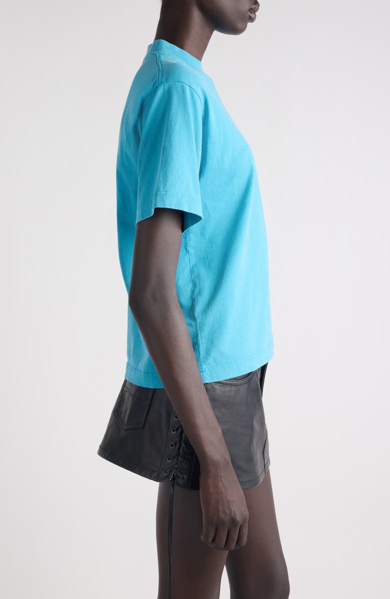 Balenciaga Laurel Embroidered Boxy Dry Jersey T-Shirt, Alternate, color, Azure/ Navy