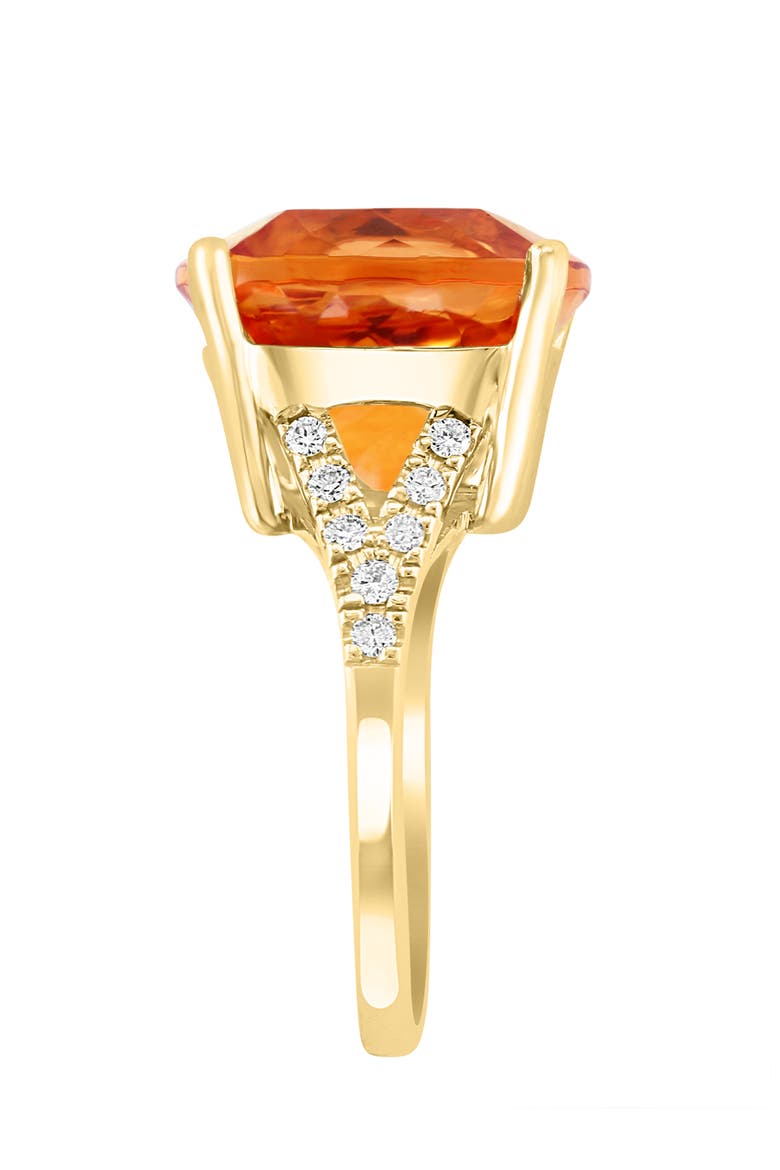 14K Yellow Gold Diamond & Citrine Cushion-Cut Ring, Alternate, color, 14K Gold