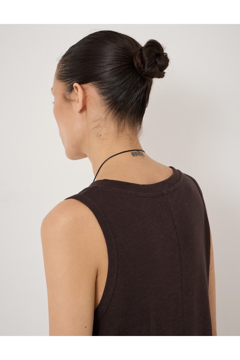 Lio Linen V-Neck Vest, Alternate, color, Dark Brown