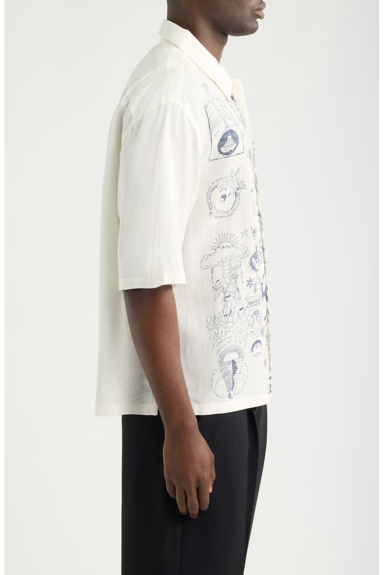 Ignis Short Sleeve Button-Up Shirt, Alternate, color, ECRU