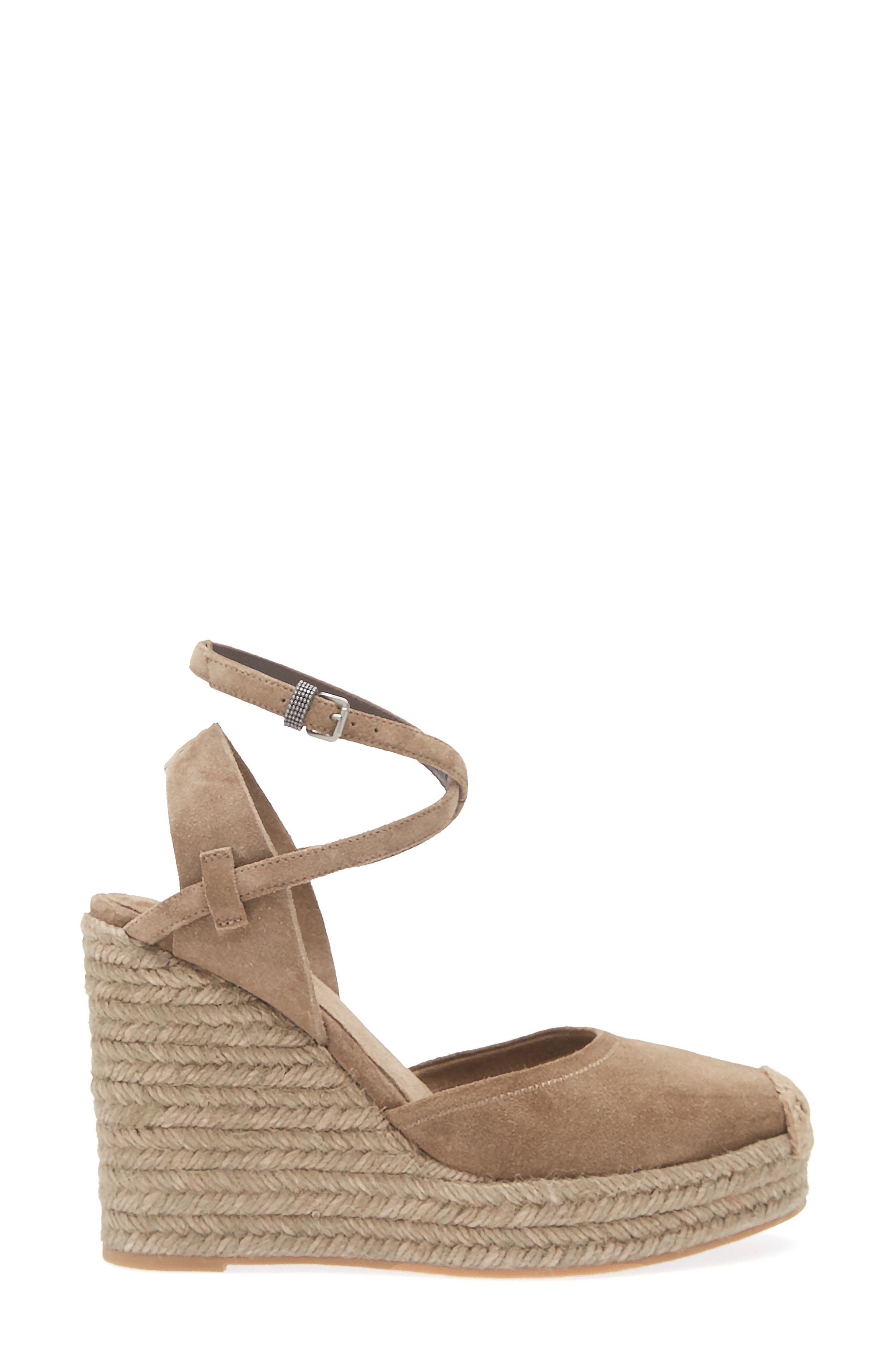 Brunello Cucinelli Espadrille Wedge Sandal, Alternate, color, Brown