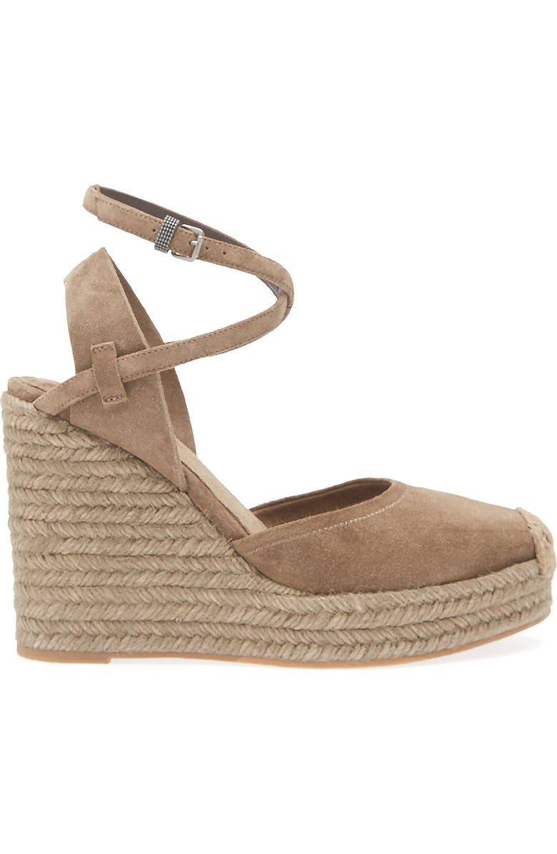 Brunello Cucinelli Espadrille Wedge Sandal, Alternate, color, Brown