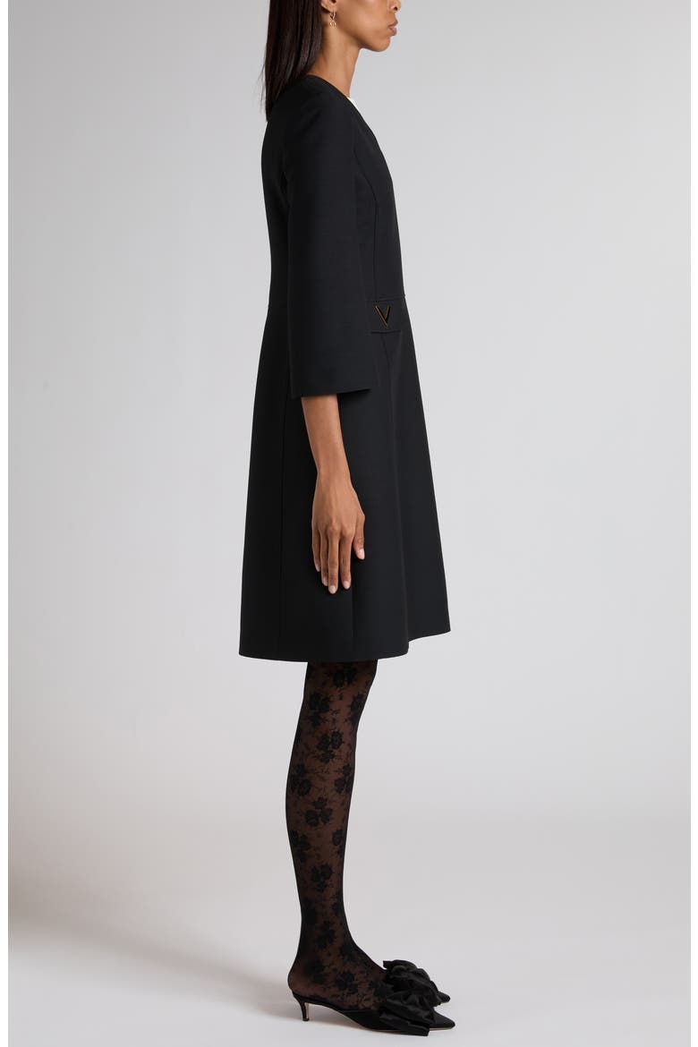 Wool & Silk Crepe Couture Dress, Alternate, color, BLACK