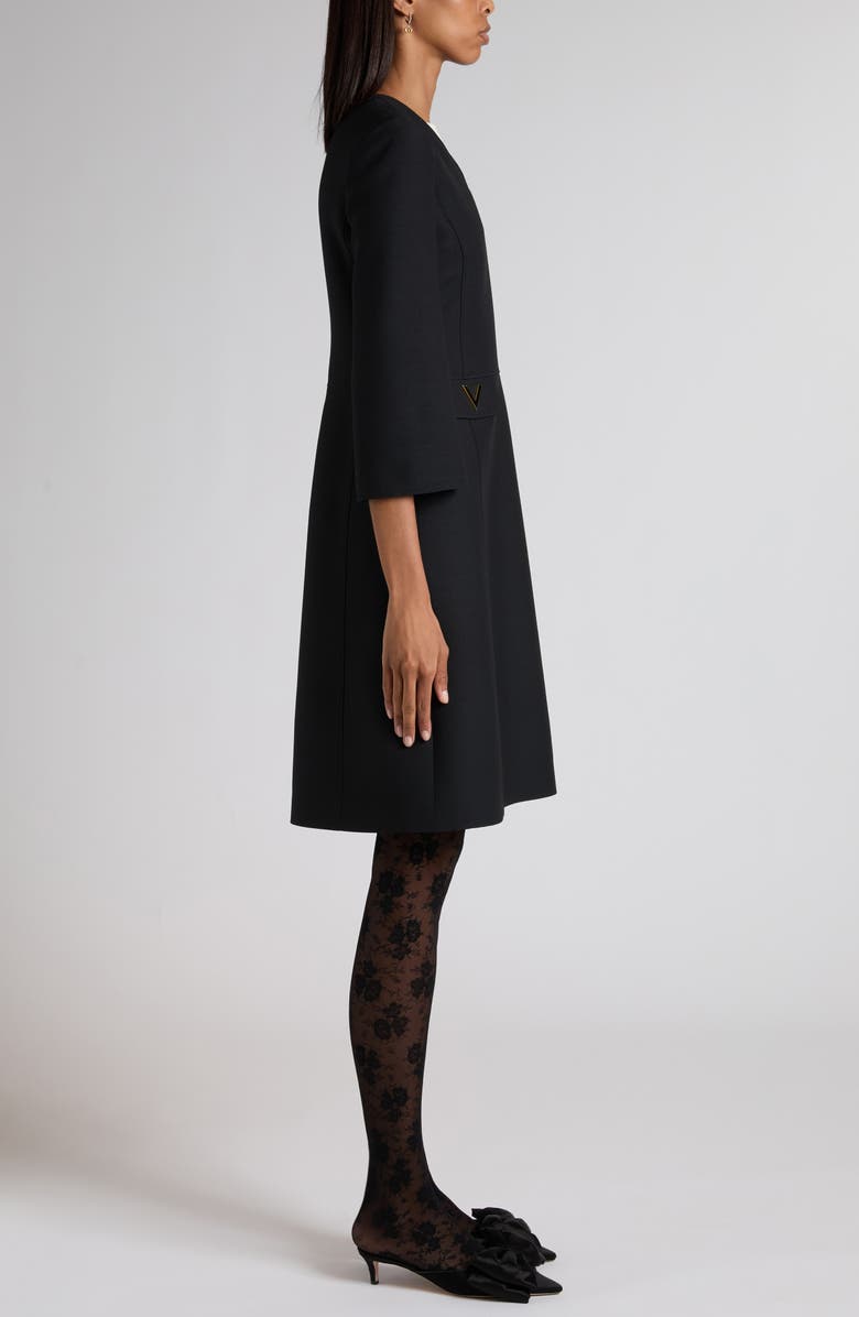 Valentino Wool & Silk Crepe Couture Dress, Alternate, color, Black