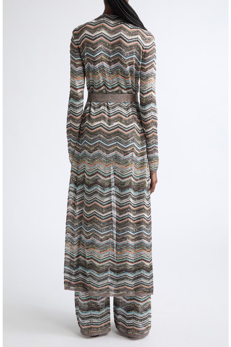 Belted Sequin Metallic Zigzag Stripe Maxi Cardigan, Alternate, color, SMSPO