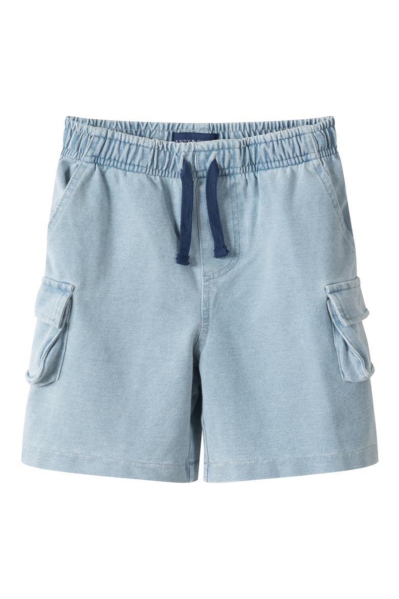 Kids' Drawstring Knit Denim Shorts, Alternate, color, DENIM