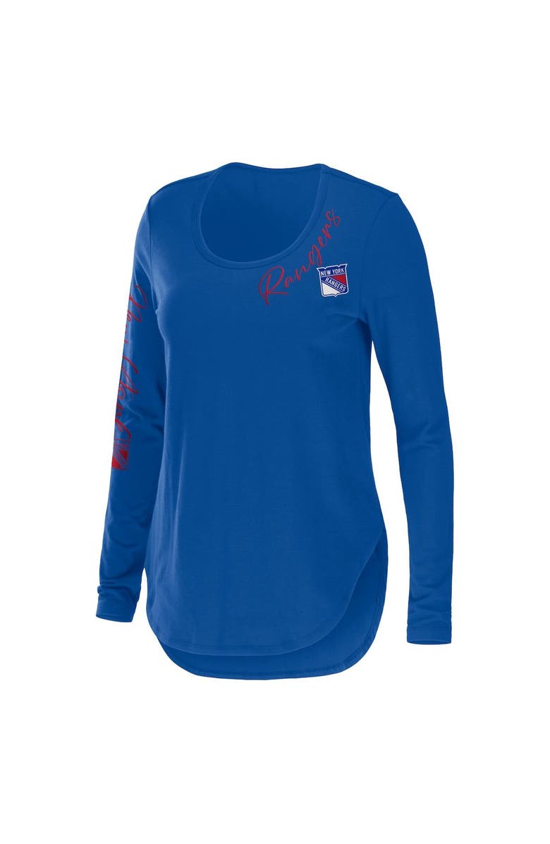 WEAR by Erin Andrews Women's WEAR by Erin Andrews Blue New York Rangers Team Scoop Neck Long Sleeve T-Shirt, Alternate, color,