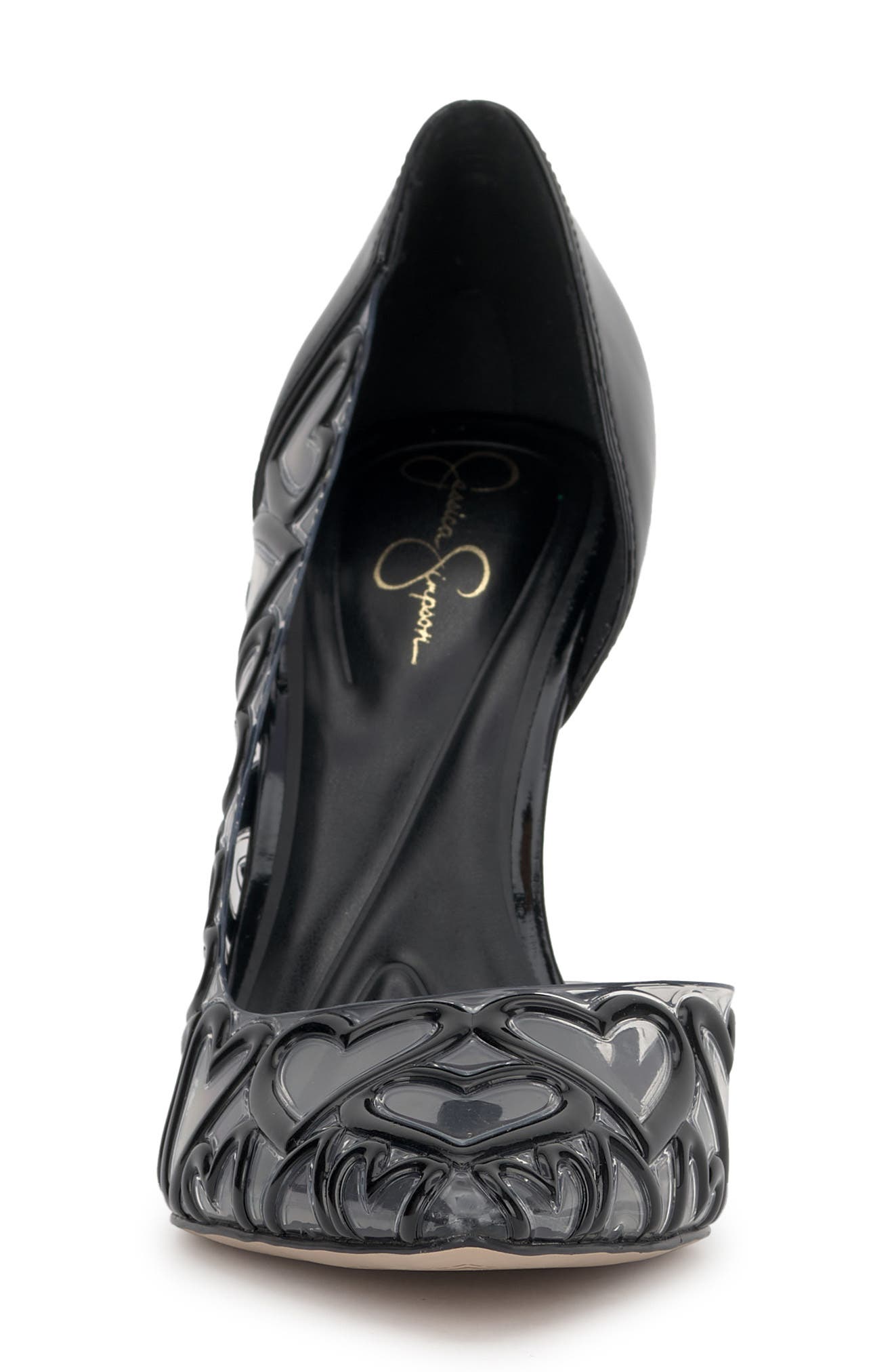 Jessica Simpson Palvin Half d'Orsay Pointed Toe Pump, Alternate, color, Black/ Clear