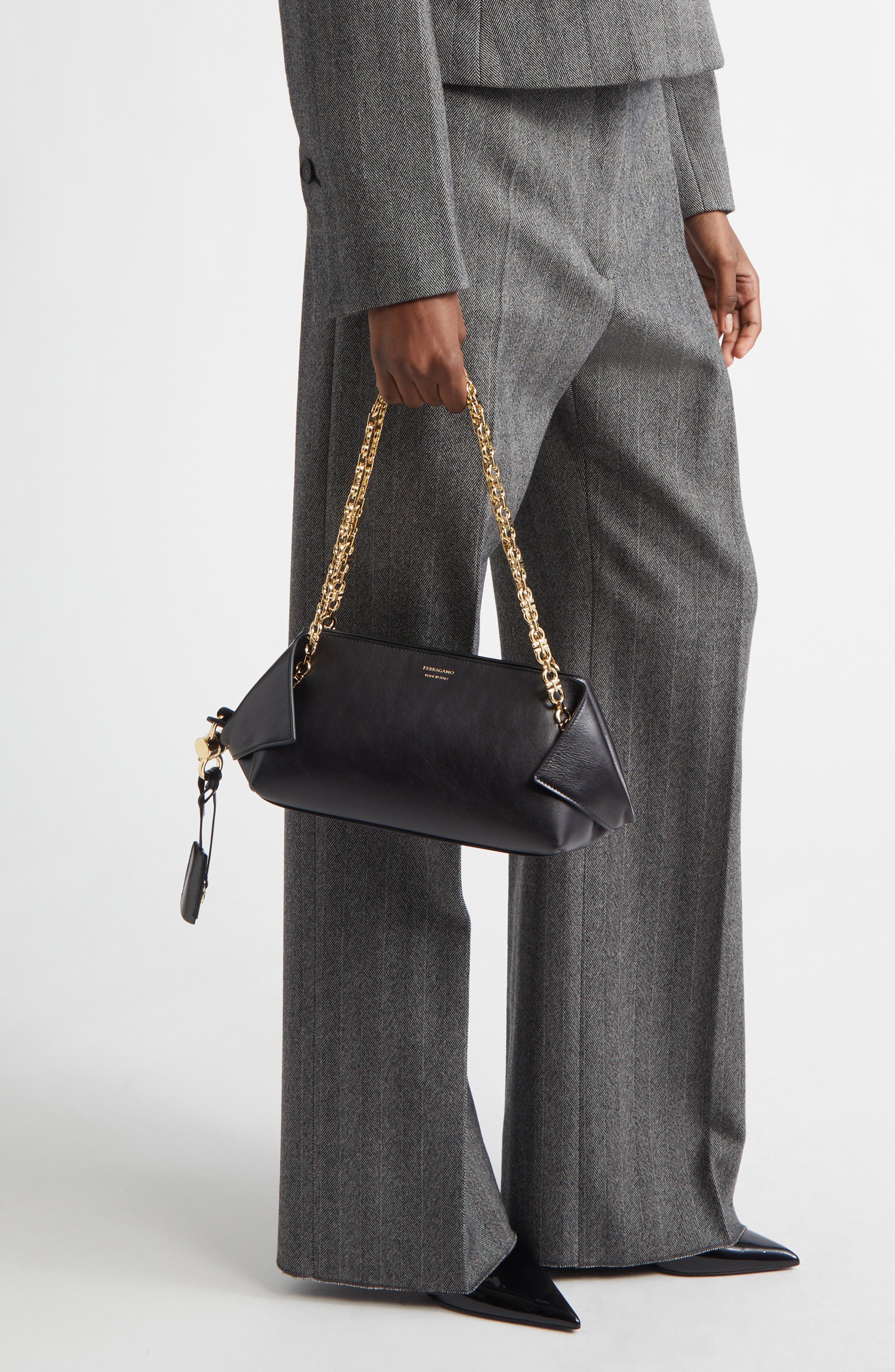 FERRAGAMO X-Small Folded Leather Shoulder Bag, Alternate, color, 