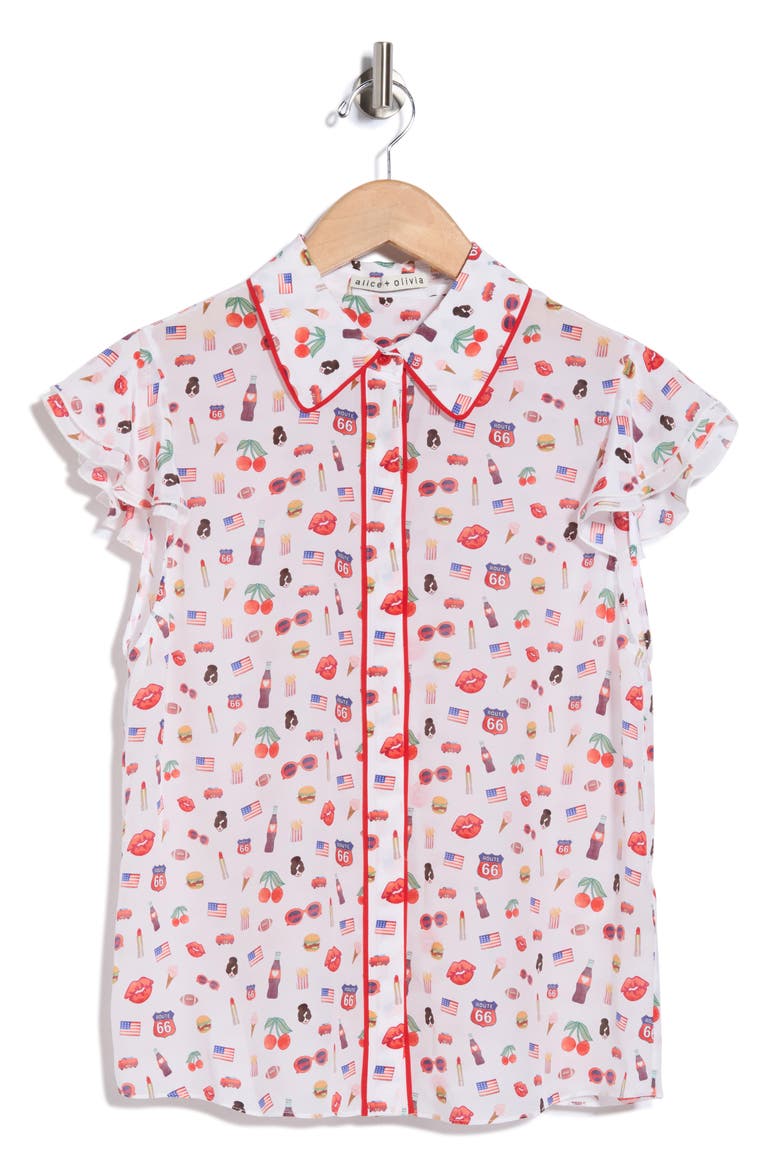 Willa Staceface Silk Top, Main, color, MAIN ST