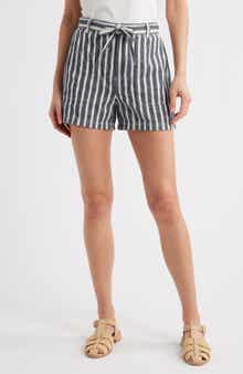 Madewell Stripe Pull-On Linen & Cotton Shorts
