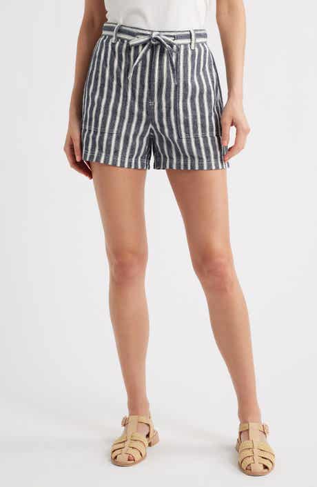 Madewell Stripe Pull-On Linen & Cotton Shorts