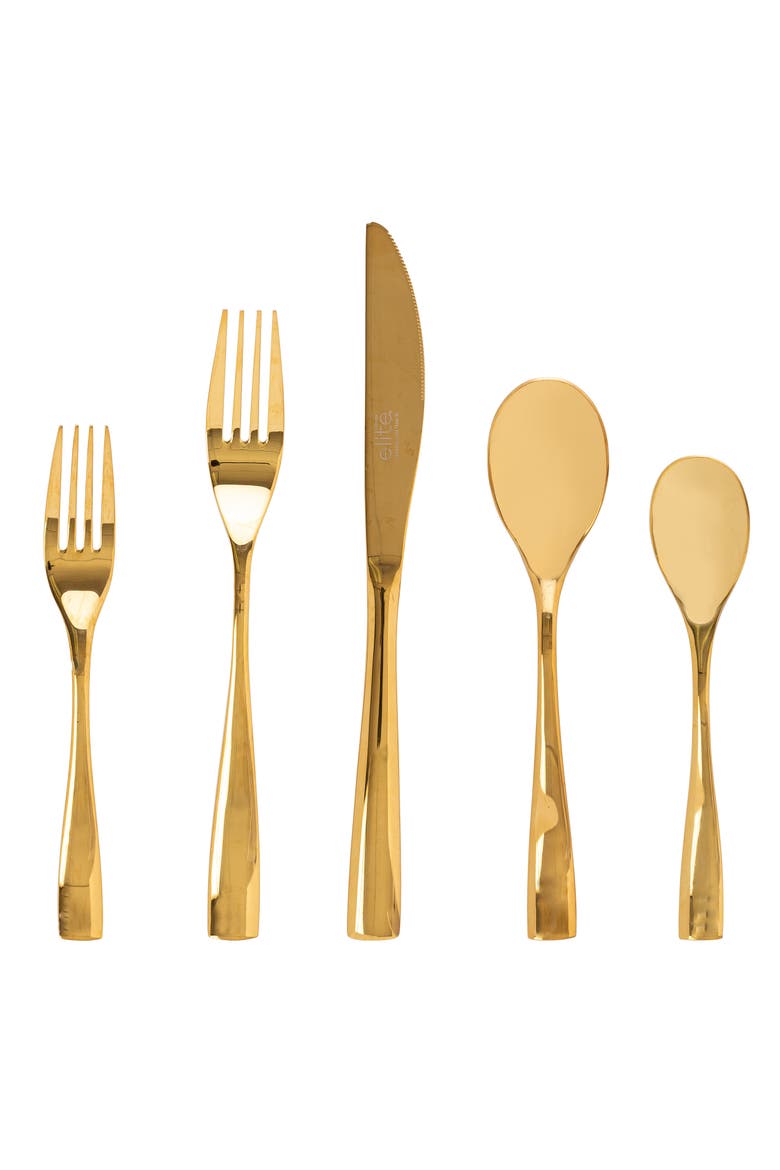 Holland Road 20 Piece Gold Stainless Steel Flatware Set, Main, color, Metallic Gold