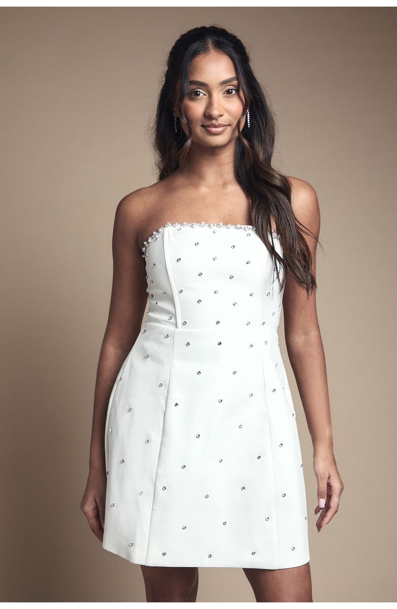 Coast Hotfix Diamante Bridal Mini Dress, Alternate, color, Ivory