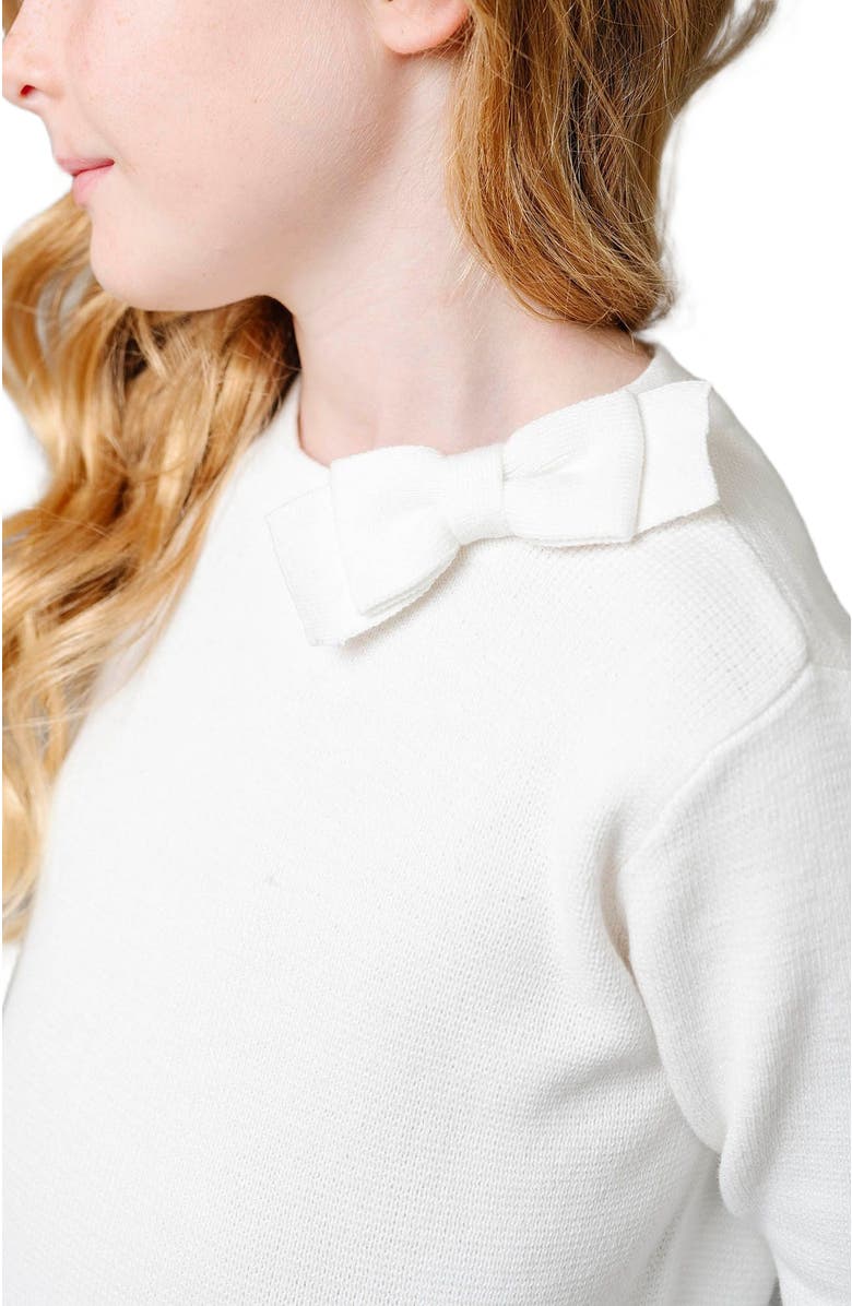 Hope & Henry Girls' Organic Mock Neck Bow Detail Sweater Dress, Toddler, Alternate, color, Soft White Bow Neck
