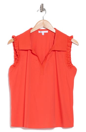 Dr2 By Daniel Rainn Ruffle Collar Poplin Tank