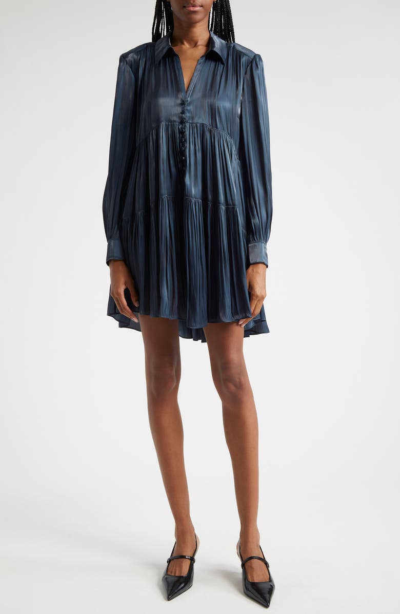 Cinq à Sept Lilly Long Sleeve Shirtdress, Main, color, Nightfall