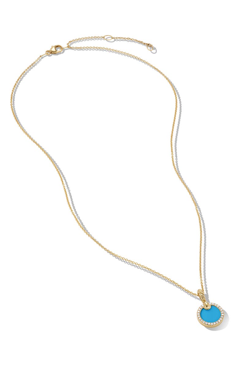 David Yurman Petite DY Elements<sup>®</sup> Pendant Necklace in 18K Yellow Gold with Turquoise & Pavé Diamonds, Alternate, color,