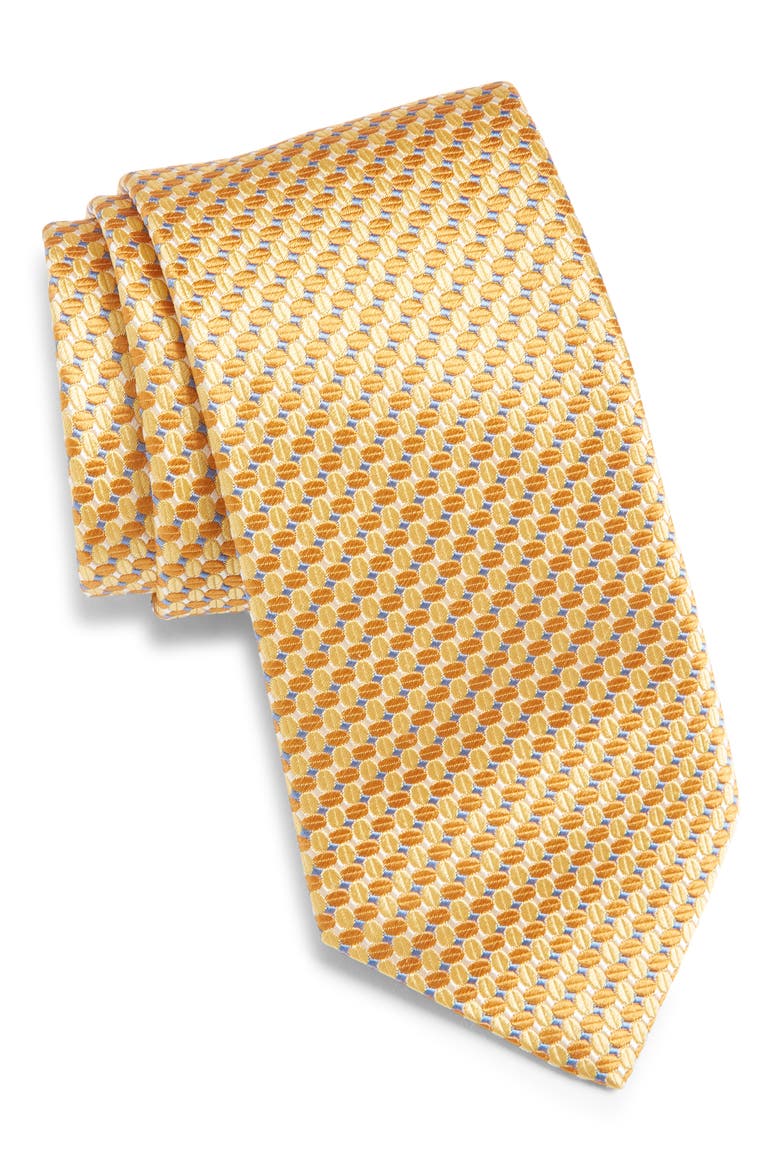 Geometric Silk Tie, Main, color, YELLOW