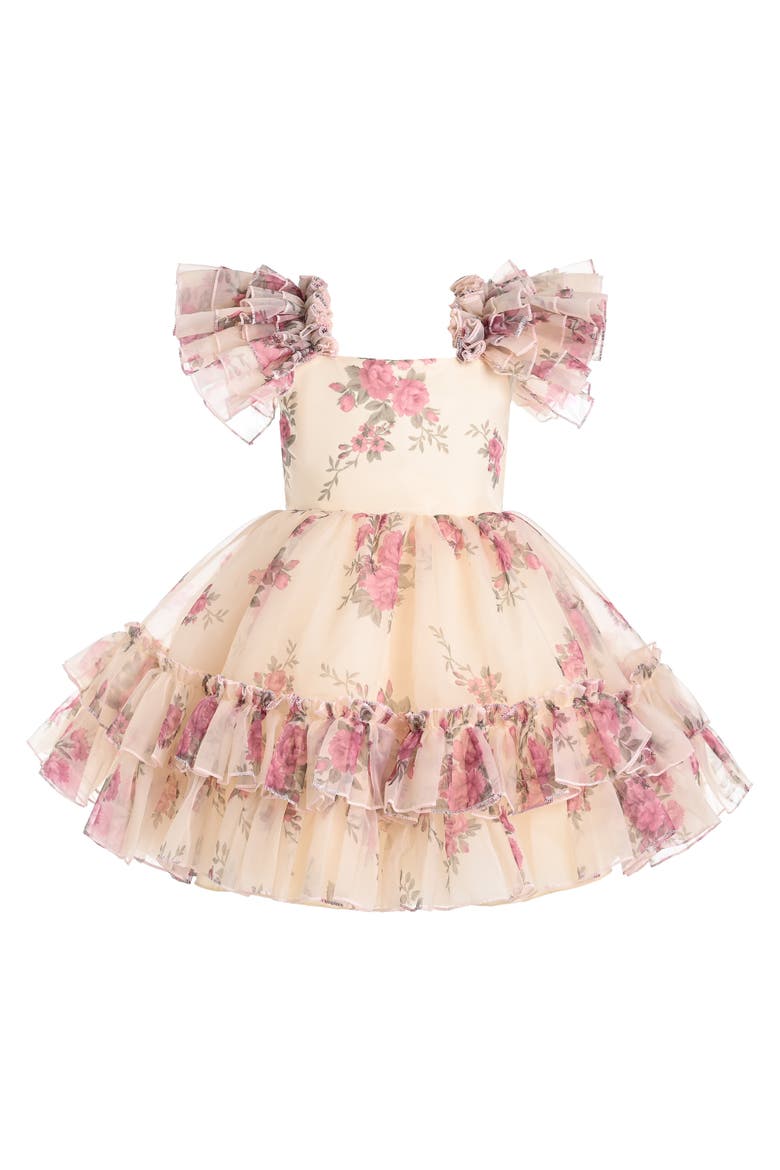 Rosavine Floral Tulle Dress, Main, color, Cream