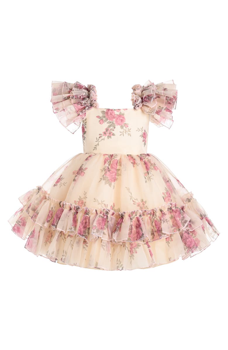 Tulleen Rosavine Floral Tulle Dress, Main, color, Cream