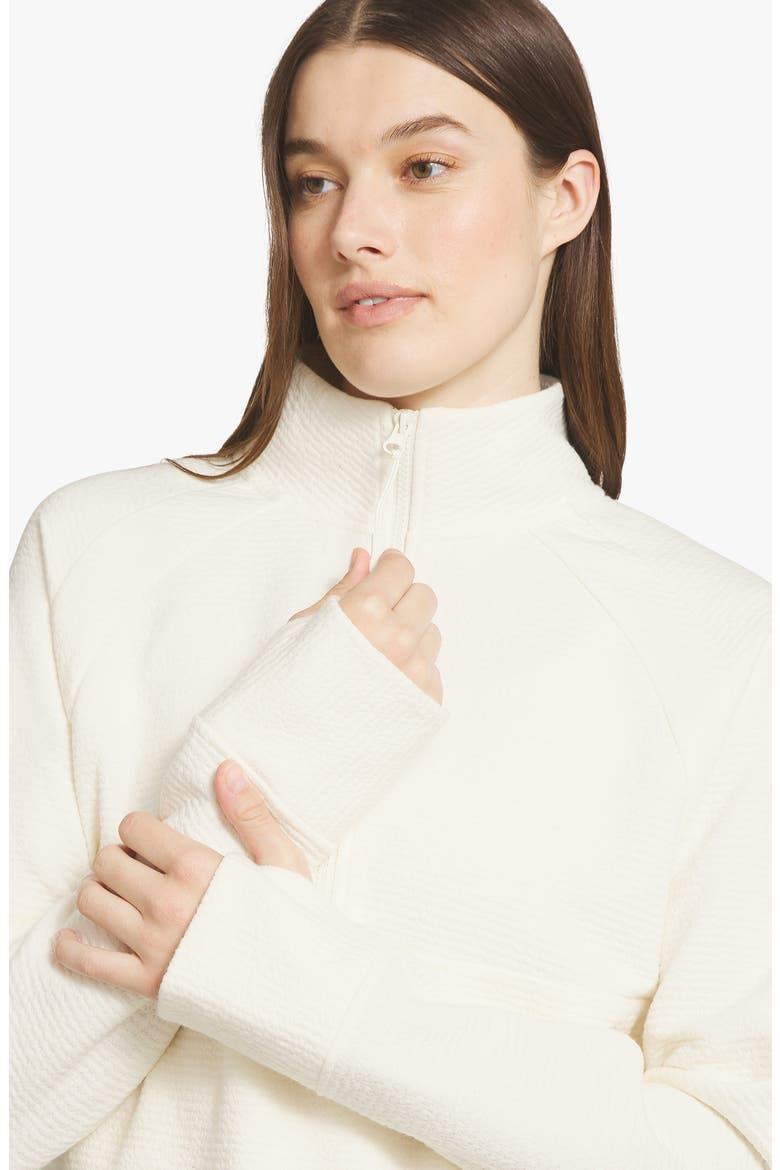 Jacquard Quarter Zip Pullover, Alternate, color, EGRET