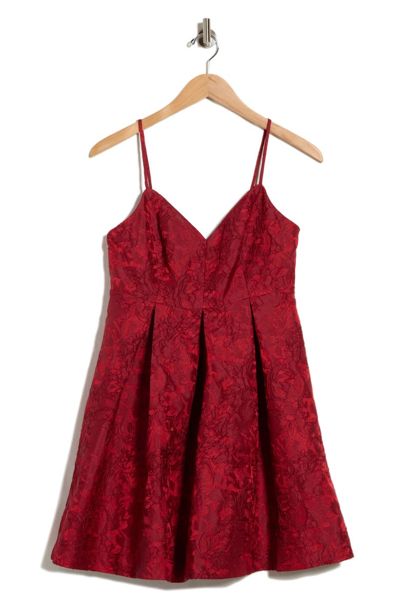 Floral Jacquard Fit & Flare Minidress, Alternate, color, RED CINDER