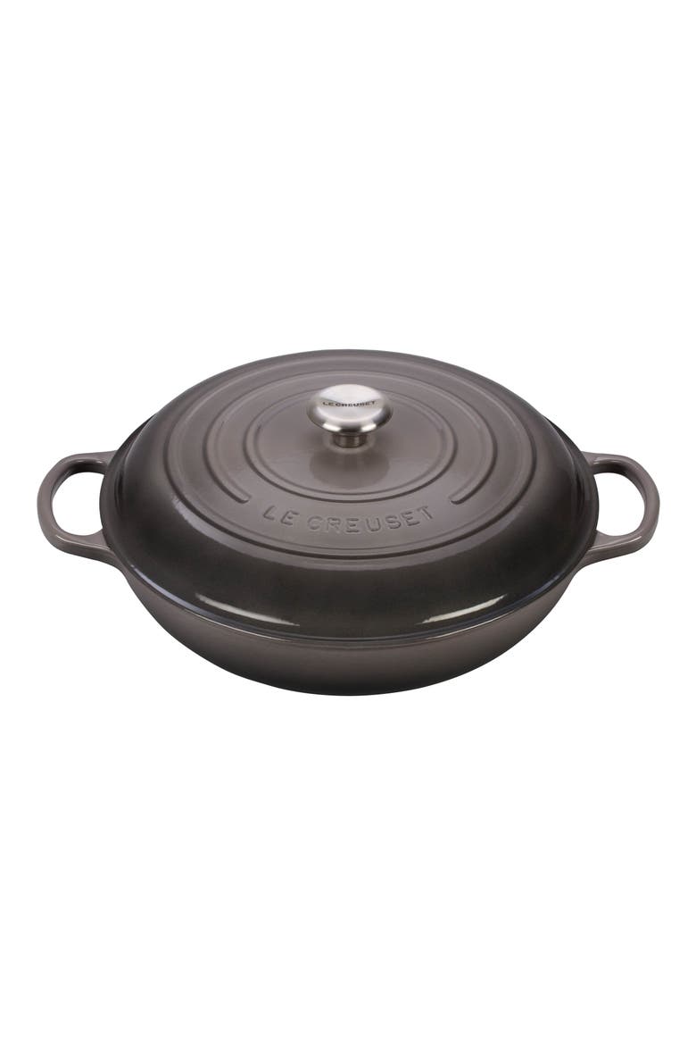 Signature 5 Quart Enameled Cast Iron Braiser, Main, color, OYSTER