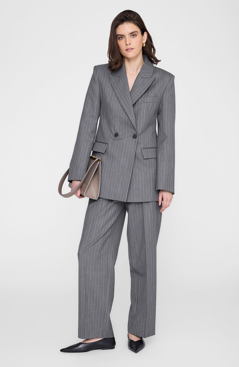ANINE BING Trent Cropped Trouser, Alternate, color, Light Grey Pinstripe