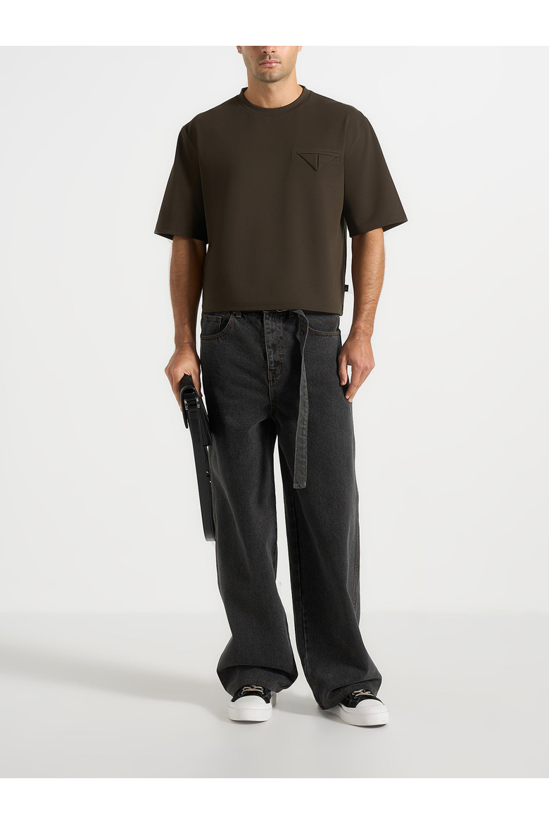 Leon Boxy Cropped Tee, Alternate, color, Olive