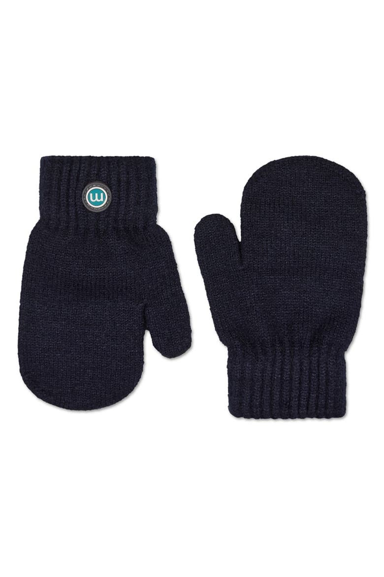 Kids Cozy Rayon-Blend Basic Ribbed Knit Mittens, Main, color, Navy