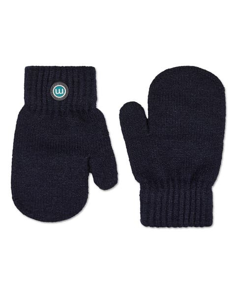 Kids Cozy Rayon-Blend Basic Ribbed Knit Mittens