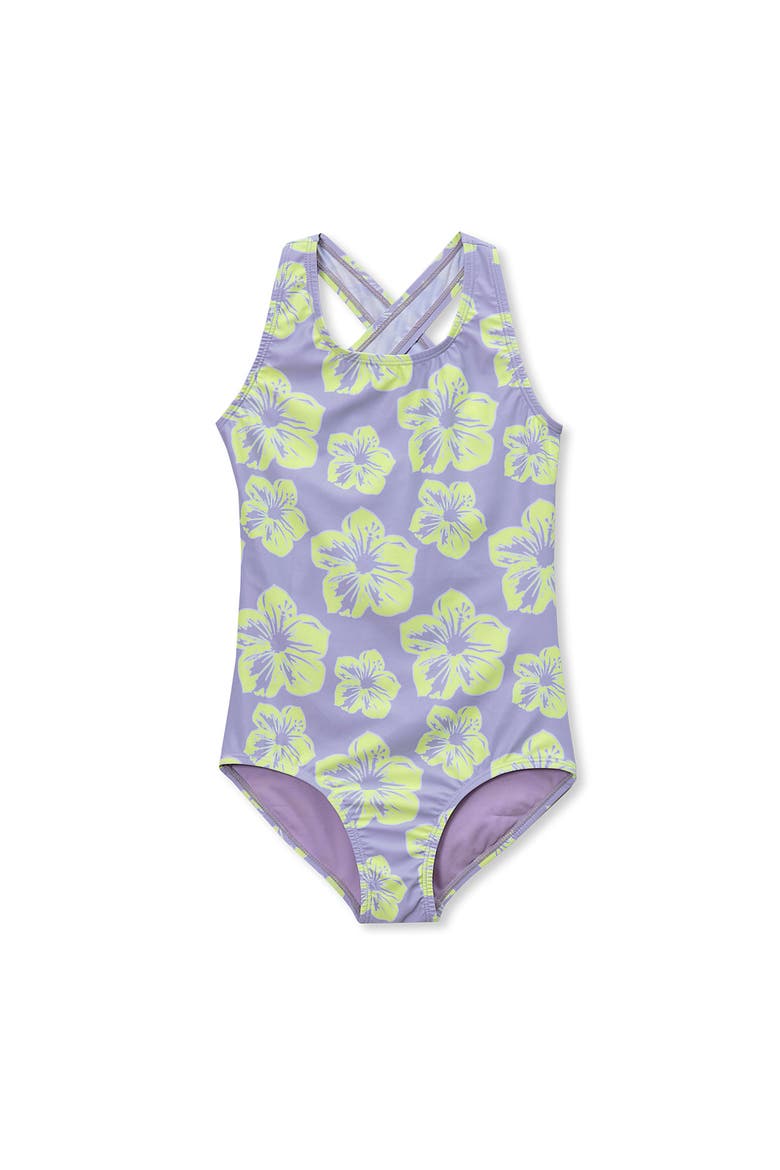 Girls One Piece Swimsuit, Main, color, Pastel Lilac Floral